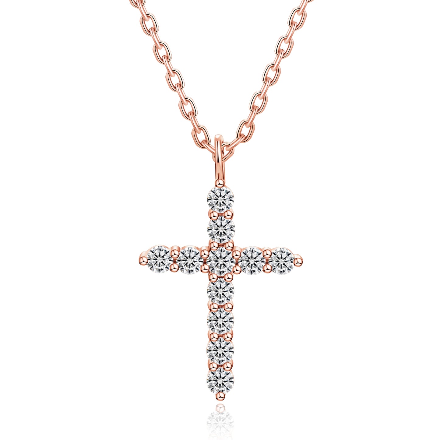 Moissanite Cross Pendent Necklace for Women in Sterling Silver 2.2MM/3MM