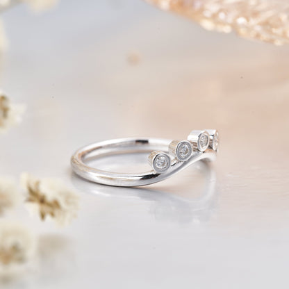 Moissanite Round Cut Bezel Set Wedding Band for Women 0.15CT