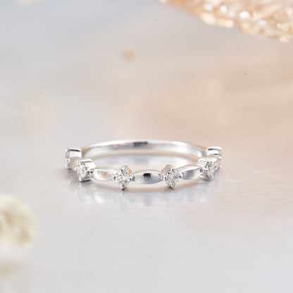 Moissanite 6 Stone Sterling Silver Women's Eternity Ring 2mm
