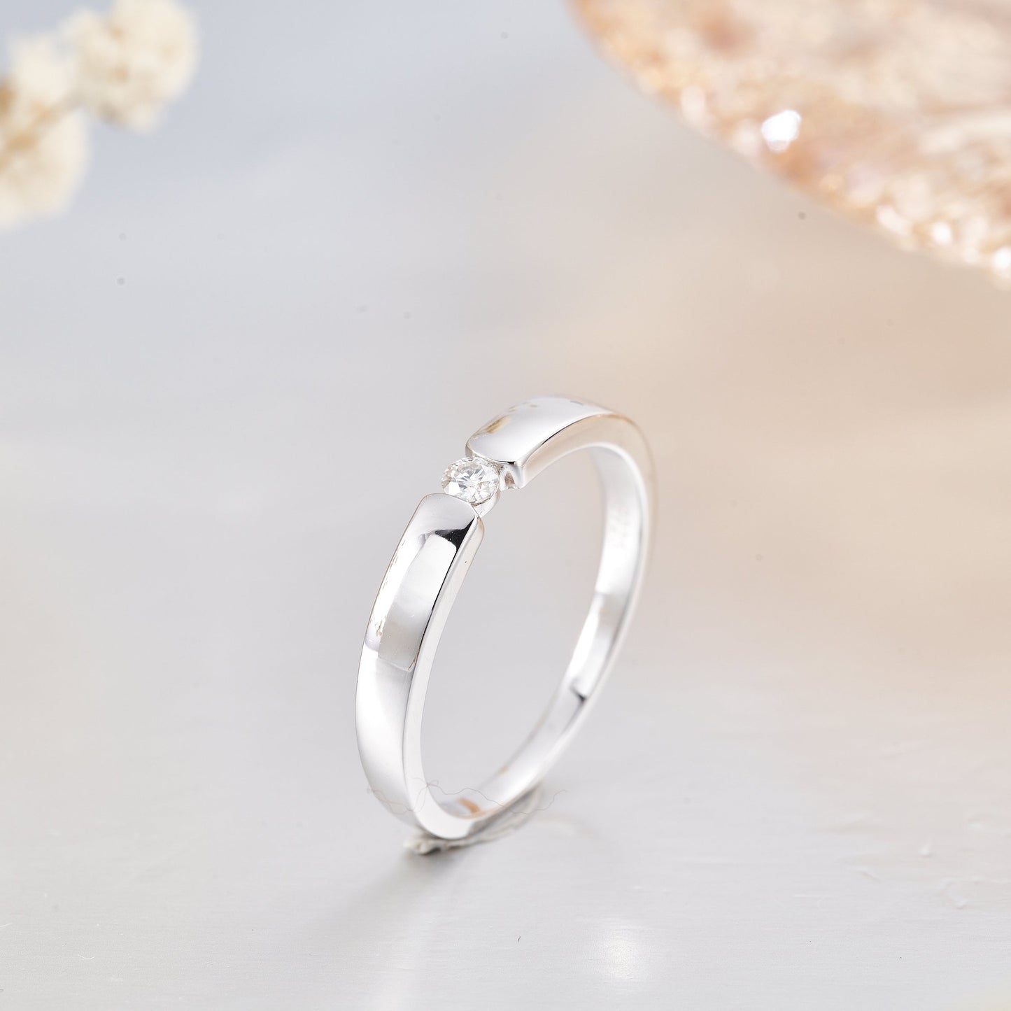 Moissanite Promise Wedding Ring for Women In Silver