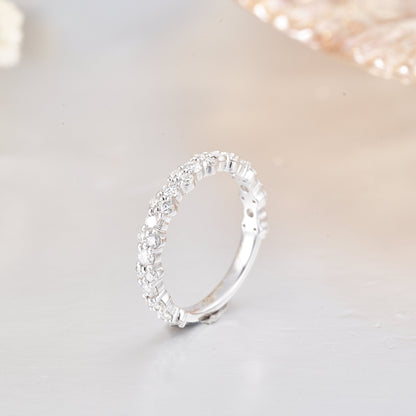 Moissanite Bubble Half Women's Wedding Rings Stackable