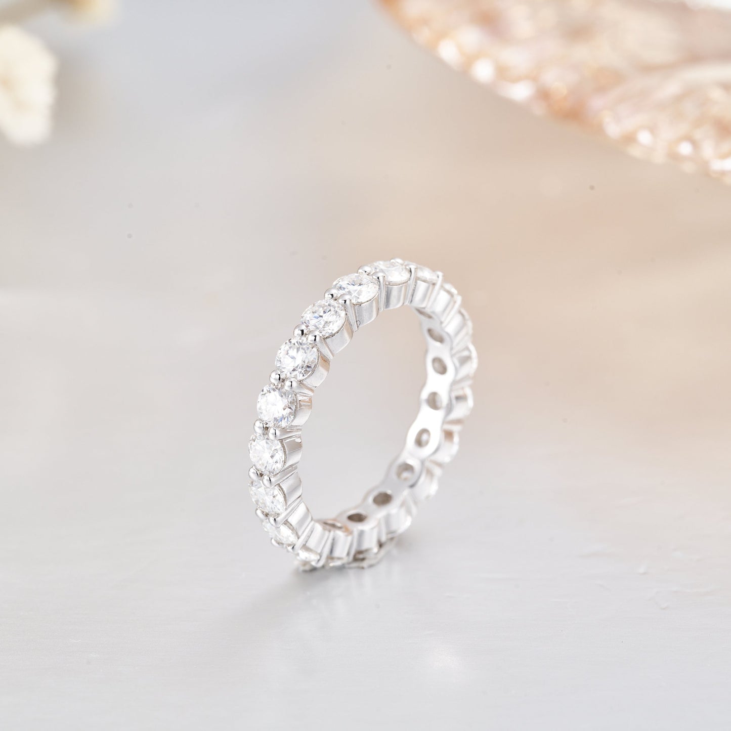 Moissanite Full Eternity Ring for Women in 925 Sterling Silver 3mm