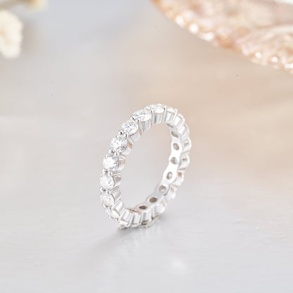 Moissanite Full Eternity Ring for Women in 925 Sterling Silver 3mm