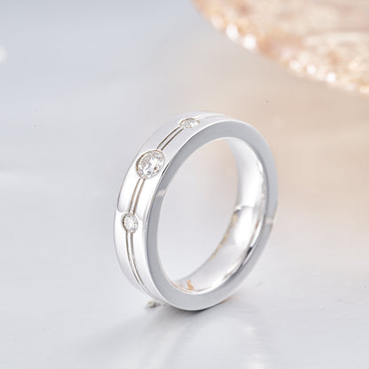 Moissanite Love Ring Half Eternity Band Ring in Silver