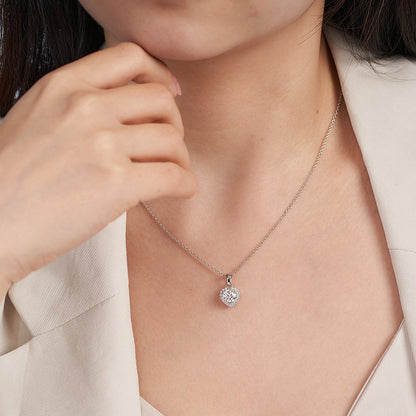 Moissanite Heart Shaped Halo Pendant Necklaces for Women 1CT