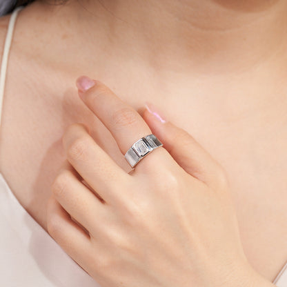 1CT Moissanite Emerald Cut Engagement Ring for Women