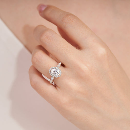 Oval Halo Moissanite Engagement Rings for Women 1.25CT