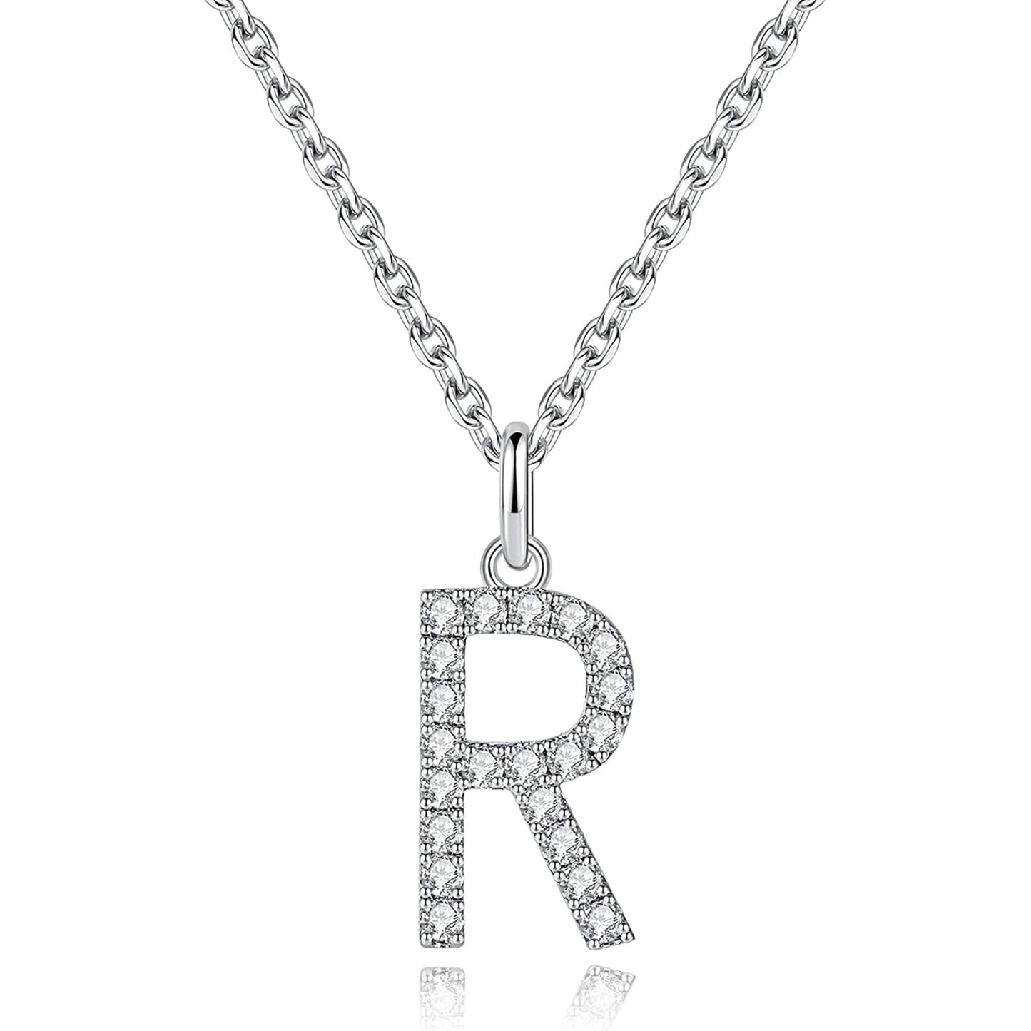 Moissanite A Initial Letter Pendant Necklace for Women in Silver