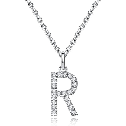Moissanite A Initial Letter Pendant Necklace for Women in Silver