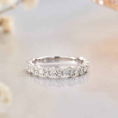 Moissanite Bubble Half Women's Wedding Rings Stackable