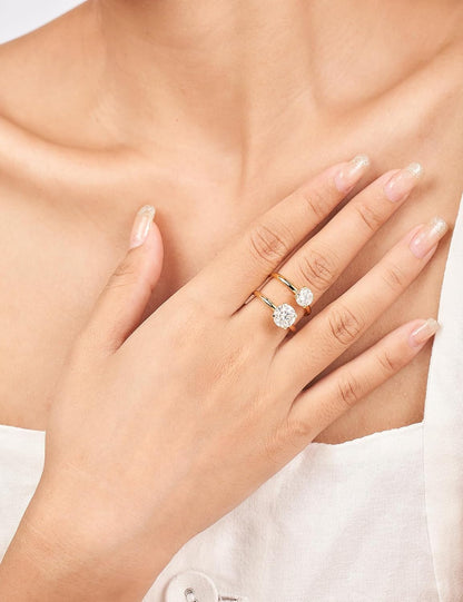 1-2CT Yellow/ Rose Gold Plated Moissanite Solitaire Engagement Ring