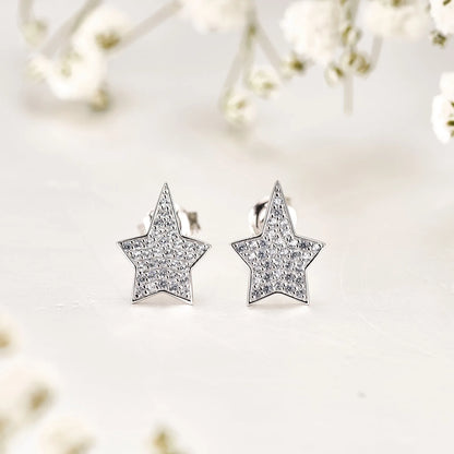 Moissanite Star Pave Stud Earrings for Women