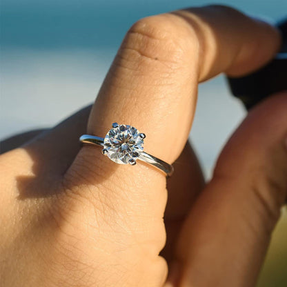 14K White Gold Moissanite 1 Carat Solitaire Engagement Ring 1CT-4CT