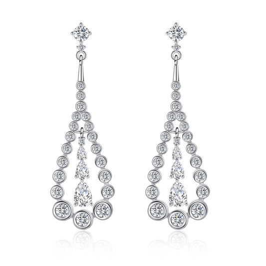 Moissanite Teardrop Dangle Chandelier Earrings for Women