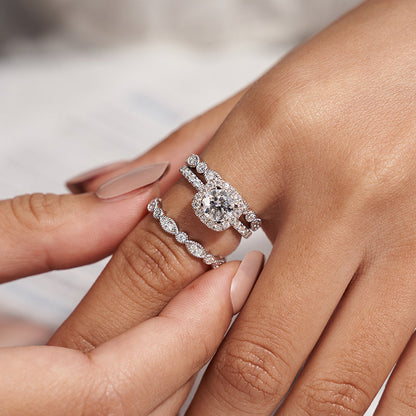 Moissanite Square Halo Engagement Rings for Women 1.64CT