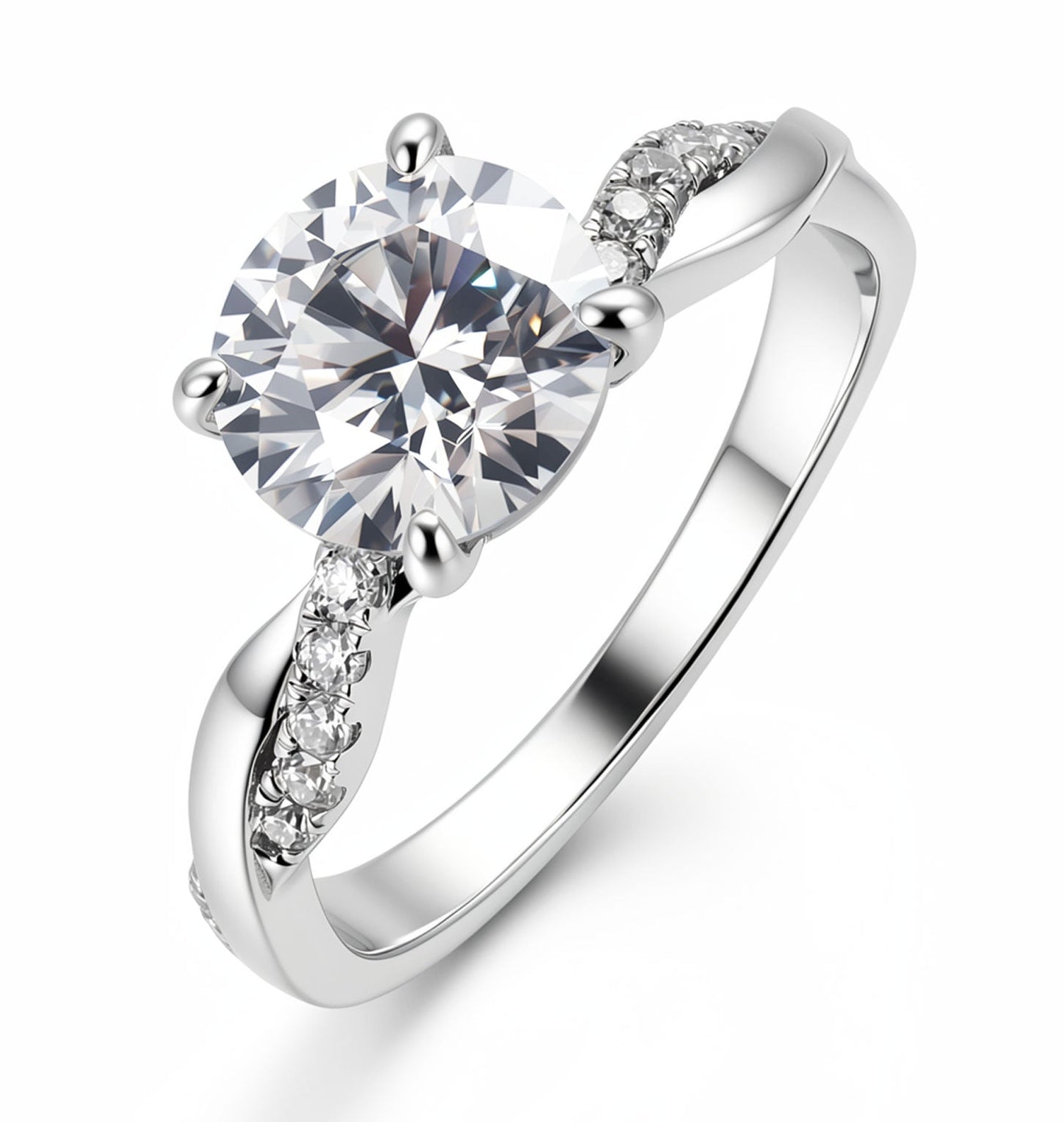 1CT/2CT Moissanite Twisted Solitaire Engagement Ring for Women