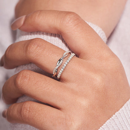Full Moissanite Twist Wedding Band for Women 0.3CT 1.5mm