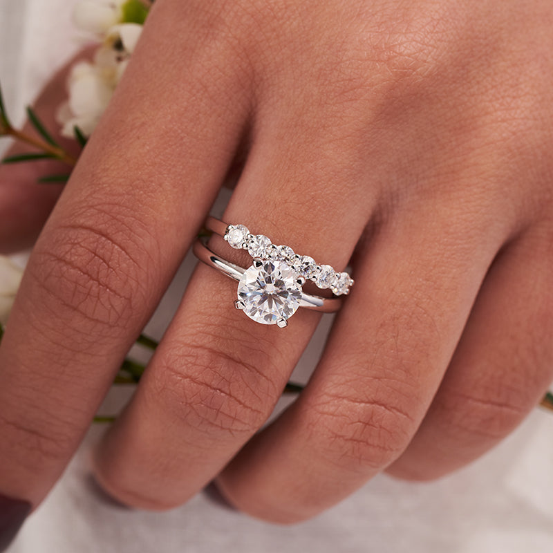 6 Stone Moissanite Stackable Wedding Band Rings for Women 0.7CT