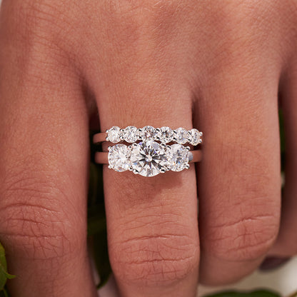 6 Stone Moissanite Stackable Wedding Band Rings for Women 0.7CT