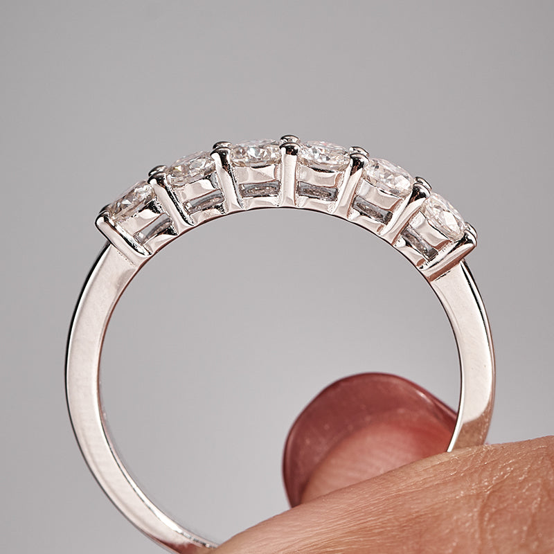 6 Stone Moissanite Stackable Wedding Band Rings for Women 0.7CT