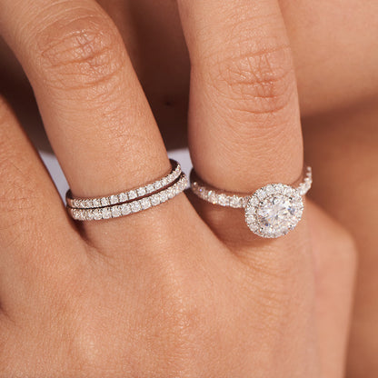 Moissanite Round Halo Engagement Rings for Women 1.64CT