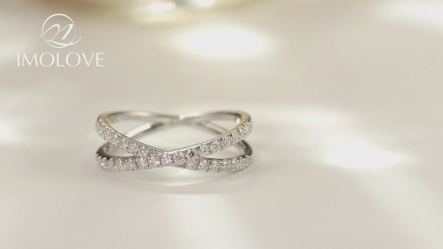 Moissanite Criss Cross Eternity Wedding Band for Women