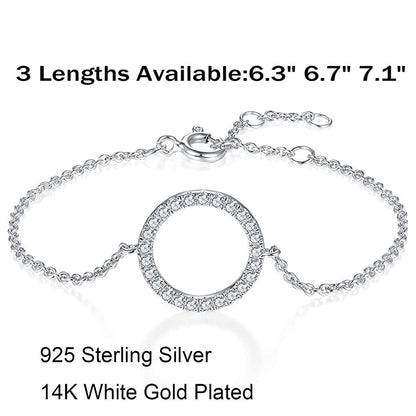 Moissanite Circle Bracelet for Women in Sterling Silver