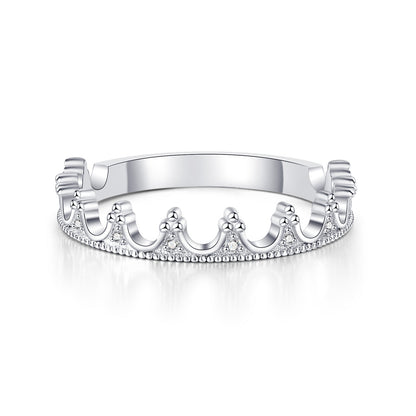 Moissanite Tiara Crown Stackable Wedding Band for Women