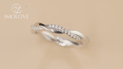 Full Moissanite Twist Wedding Band for Women 0.3CT 1.5mm