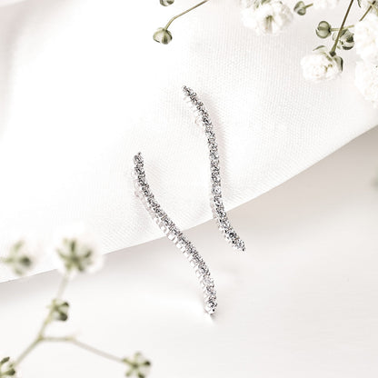 Moissanite Climber Crawler Curve Earrings for Women