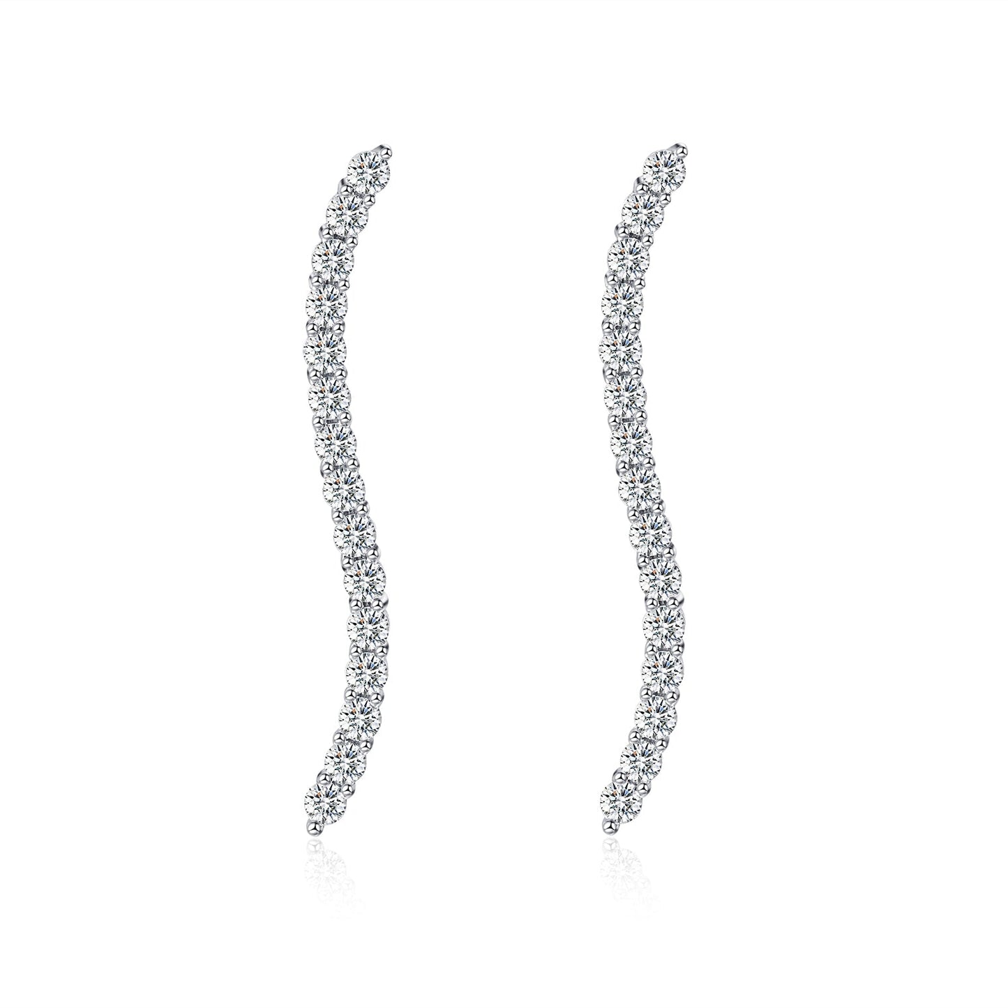 Moissanite Climber Crawler Curve Earrings for Women