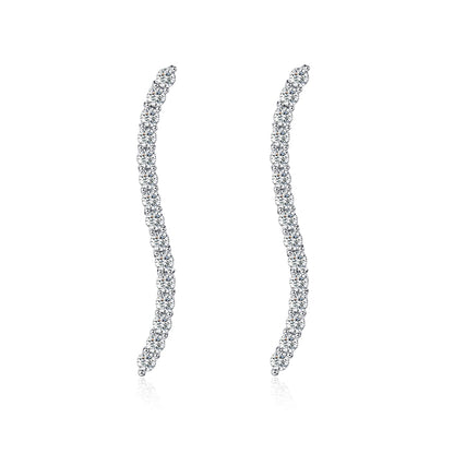 Moissanite Climber Crawler Curve Earrings for Women