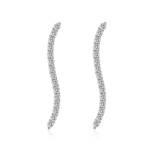 Moissanite Climber Crawler Curve Earrings for Women