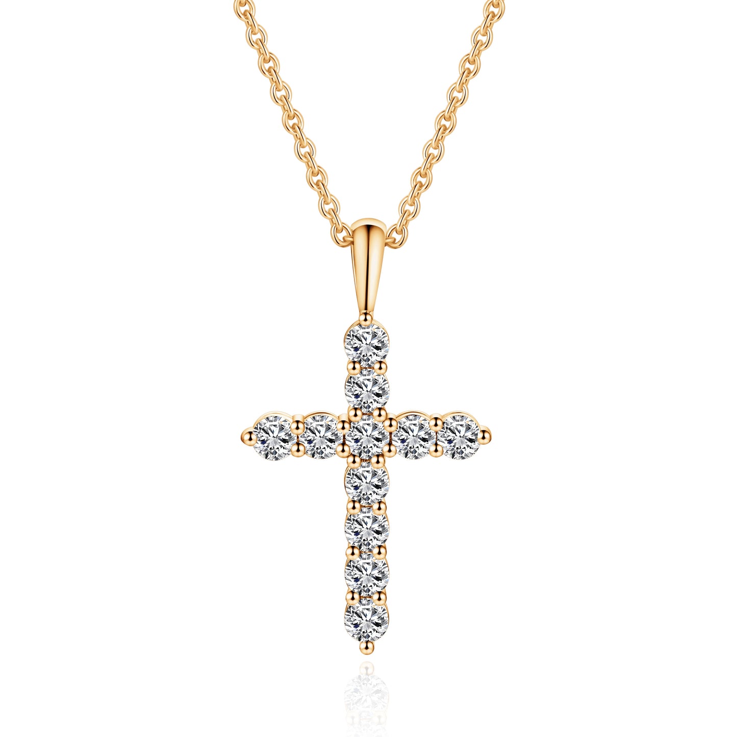 Moissanite Cross Pendent Necklace for Women in Sterling Silver 2.2MM/3MM
