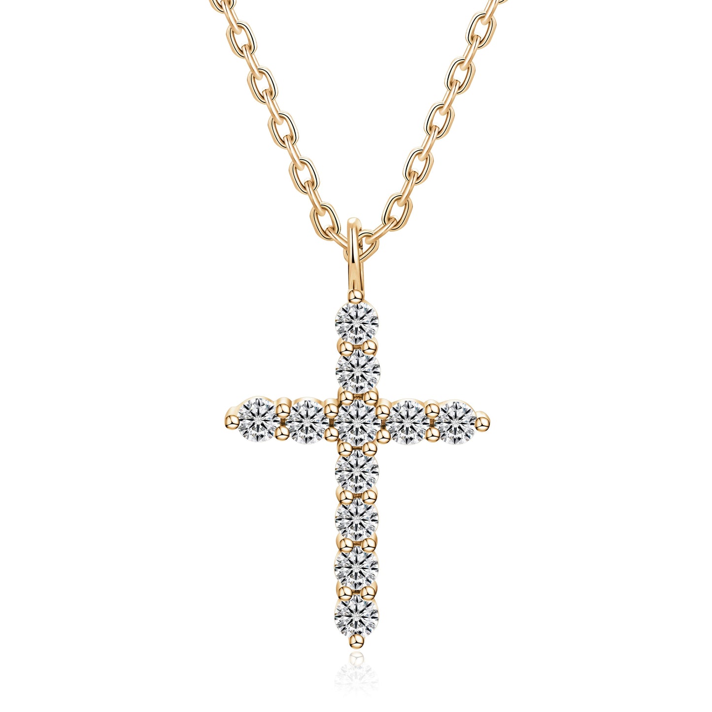 Moissanite Cross Pendent Necklace for Women in Sterling Silver 2.2MM/3MM