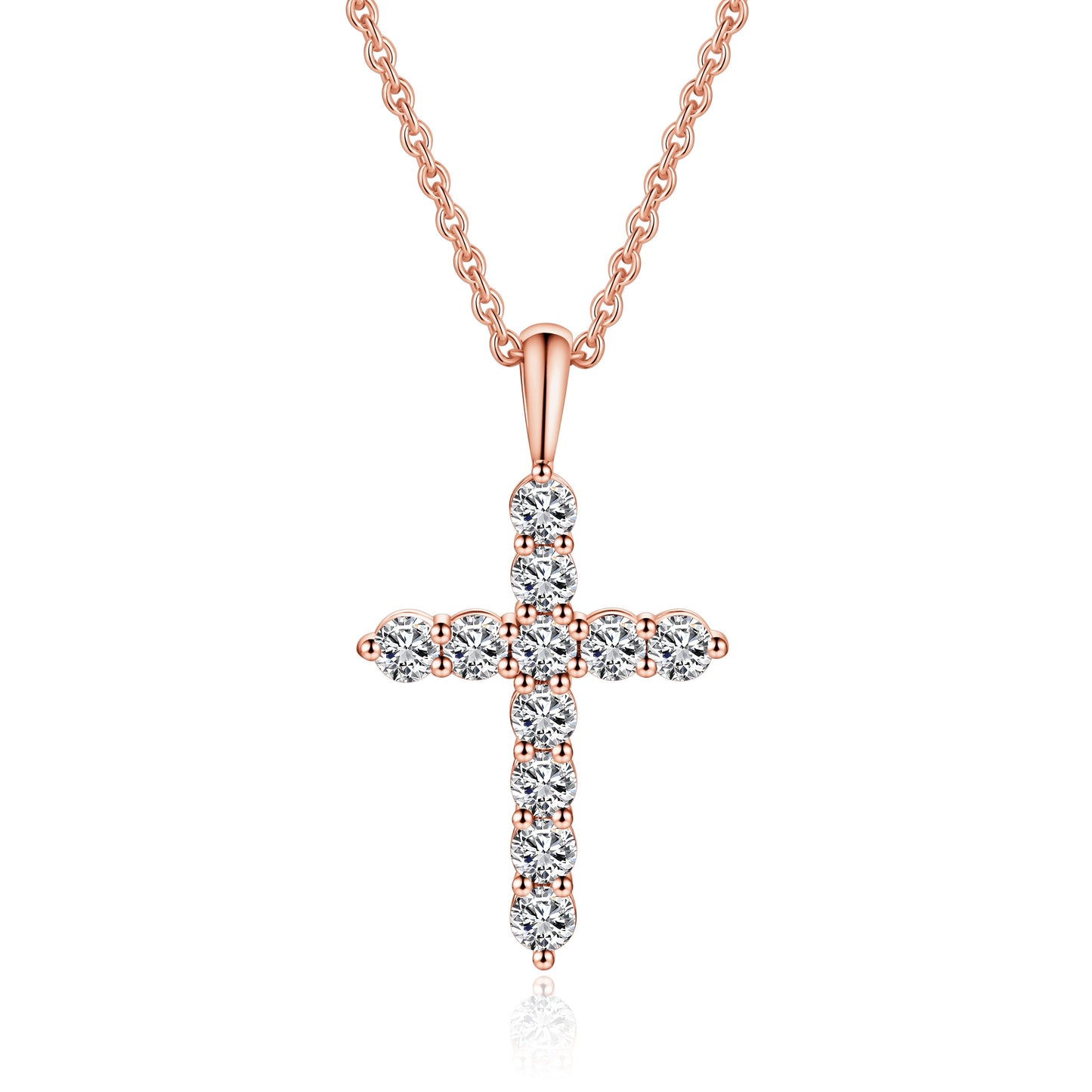 Moissanite Cross Pendent Necklace for Women in Sterling Silver 2.2MM/3MM