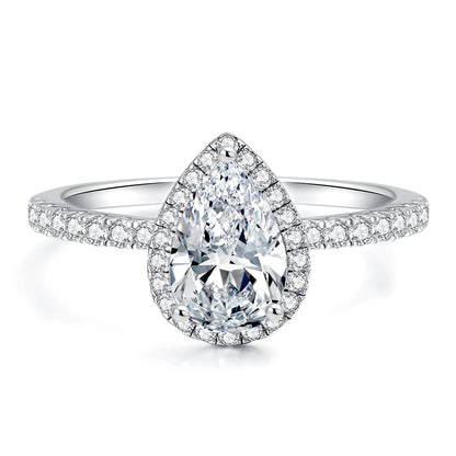 Moissanite Pear Shaped Halo Engagement Rings for Women