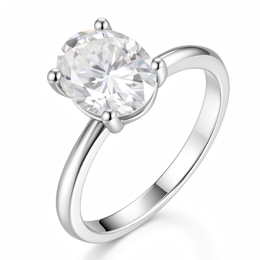 1.5CT/2CT Moissanite Solitaire Oval Engagement Rings for Women