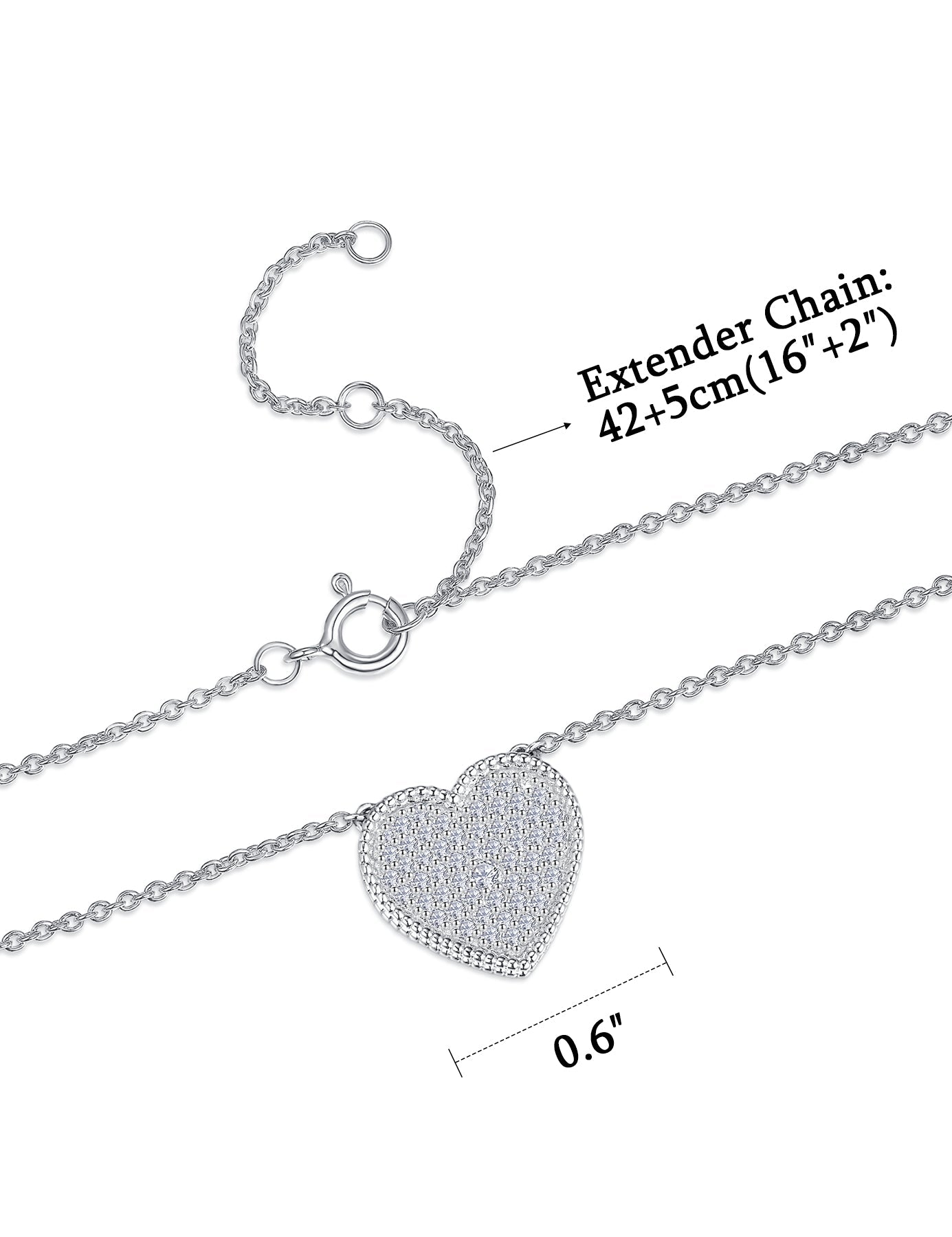 Moissanite Heart Sterling Silver Necklace for Women