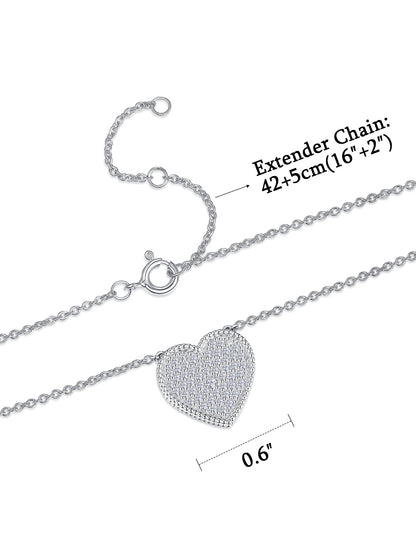 Moissanite Heart Sterling Silver Necklace for Women