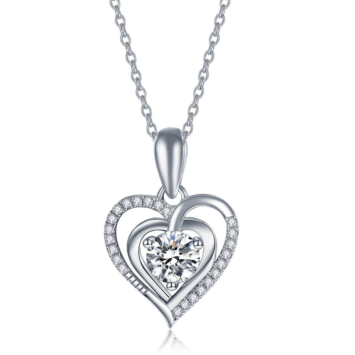 Heart Pendant Necklaces for Women 925 Sterling Silver with 1-2CT Moissanite