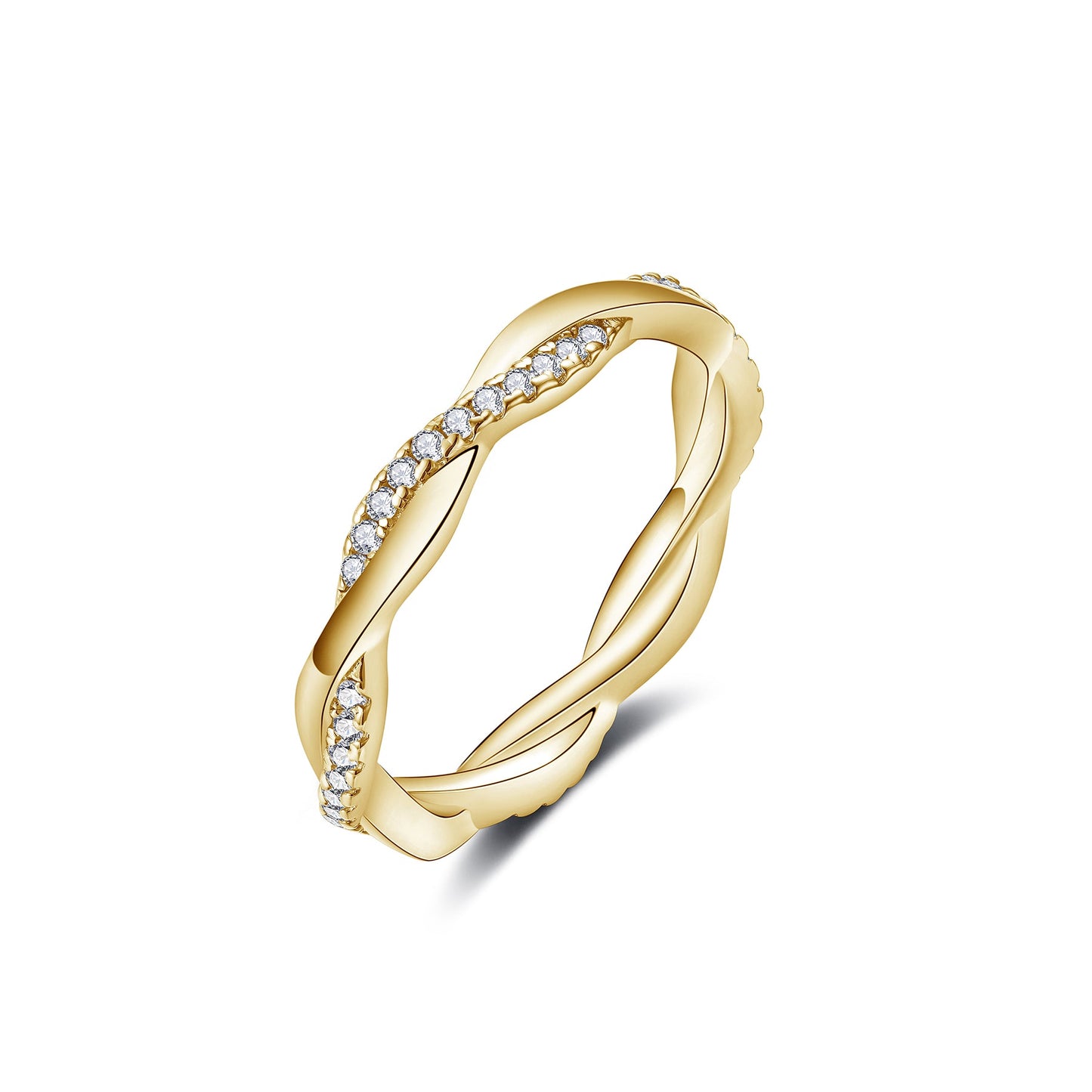 Full Moissanite Twist Wedding Band for Women 0.3CT 1.5mm