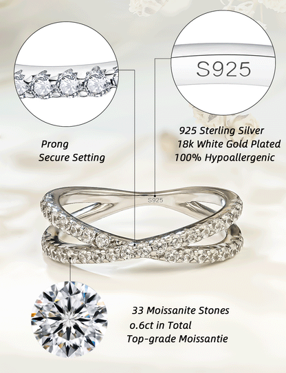 Moissanite Criss Cross Eternity Wedding Band for Women