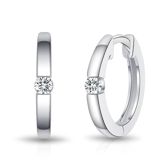 Moissanite Small Hoop Earrings for Women Girls in Silver
