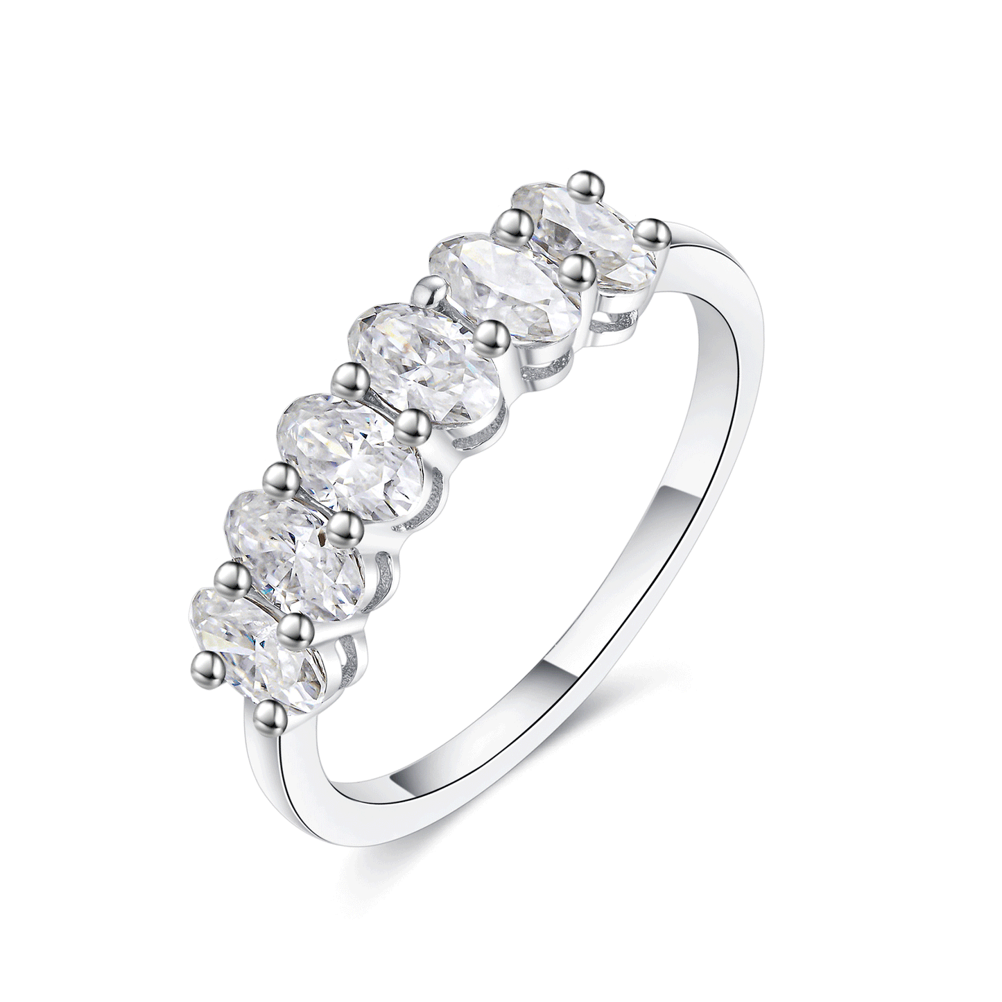 Oval Moissanite Eternity Wedding Band Ring
