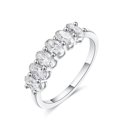 Oval Moissanite Eternity Wedding Band Ring