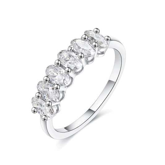 Oval Moissanite Eternity Wedding Band Ring