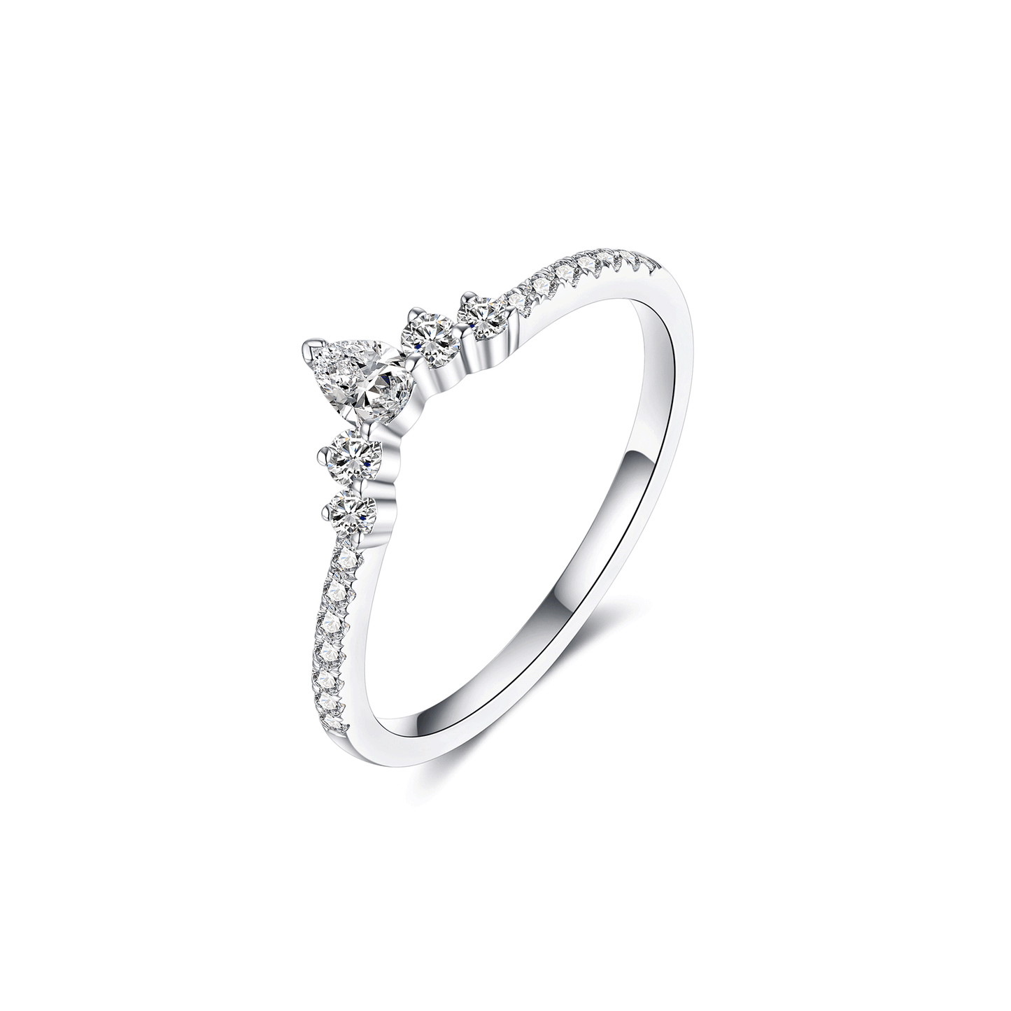 Teardrop Curved Moissanite Wedding Bands for Women