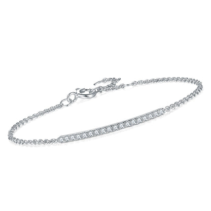 Moissanite Pave Bar Bracelet for Women in Sterling Silver