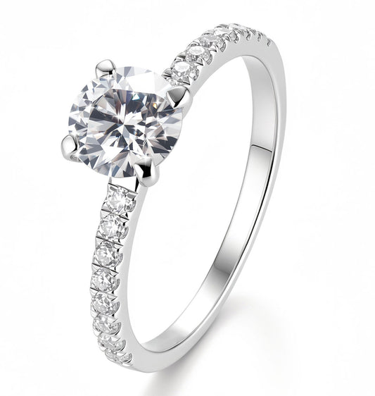Moissanite Engagement Ring for Women with Pave Band 1CT-3CT